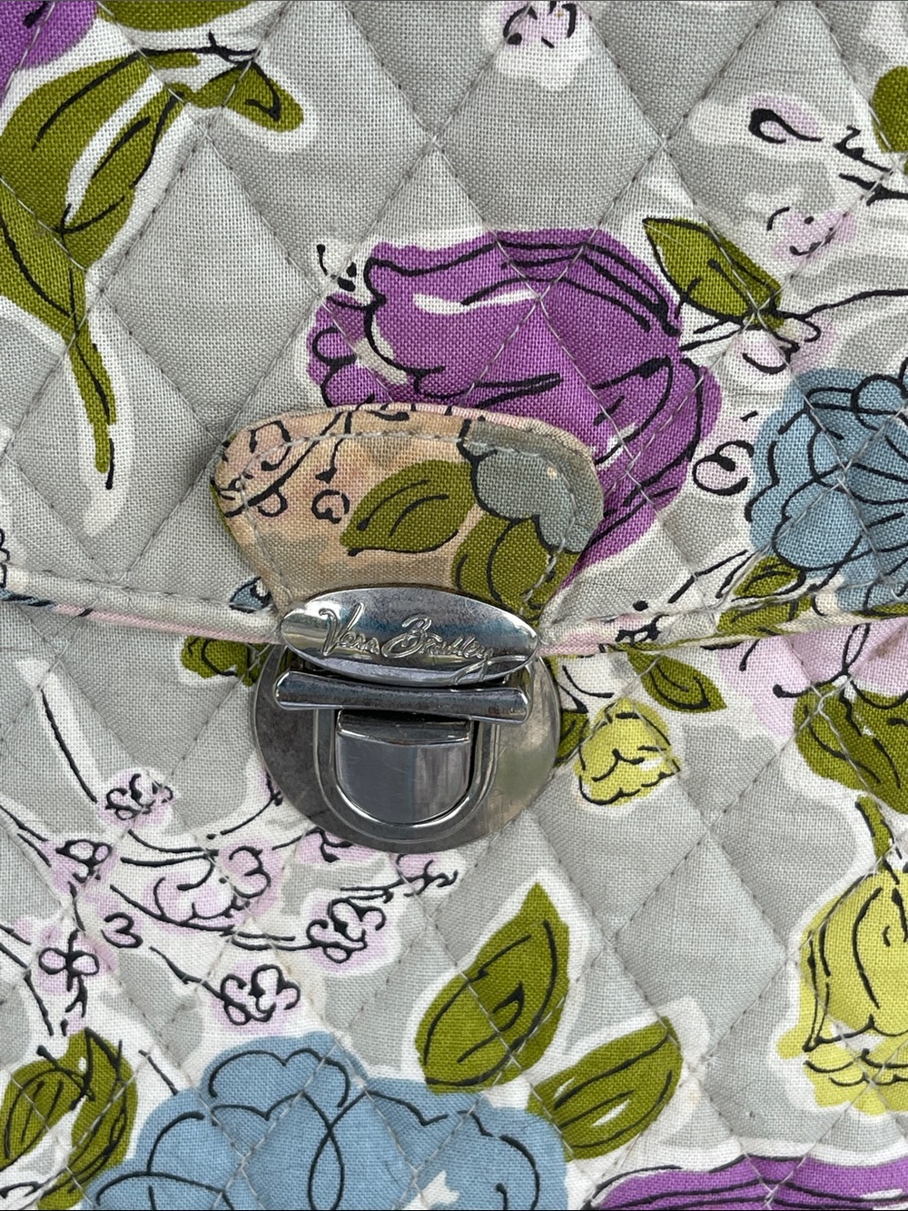 Vera Bradley Quilted Floral Laptop Satchel in Beige, Purple & Blue - Picture 2 of 10